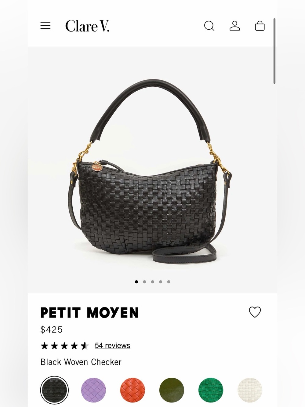 Clare V. Petit Moyen Bag (Black Woven) - Picture 2 of 10